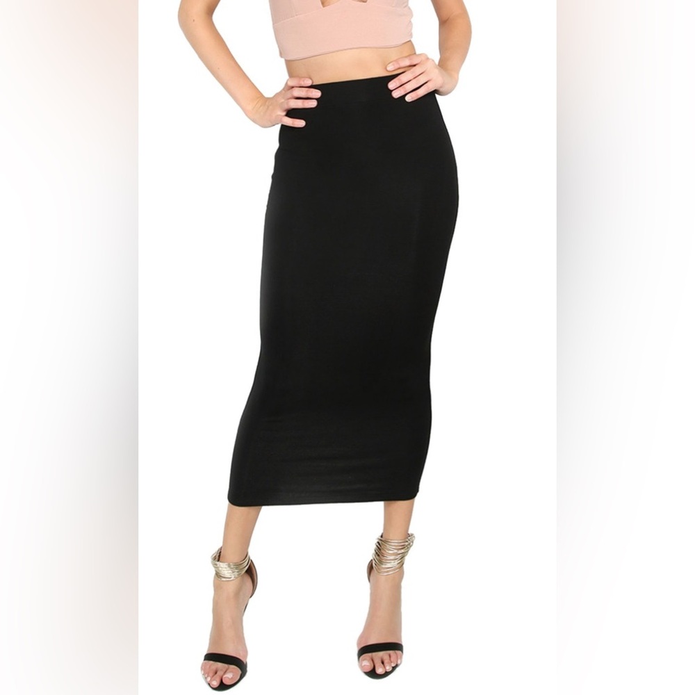 NWT MakeMeChic Black Midi Pencil‎ Skirt